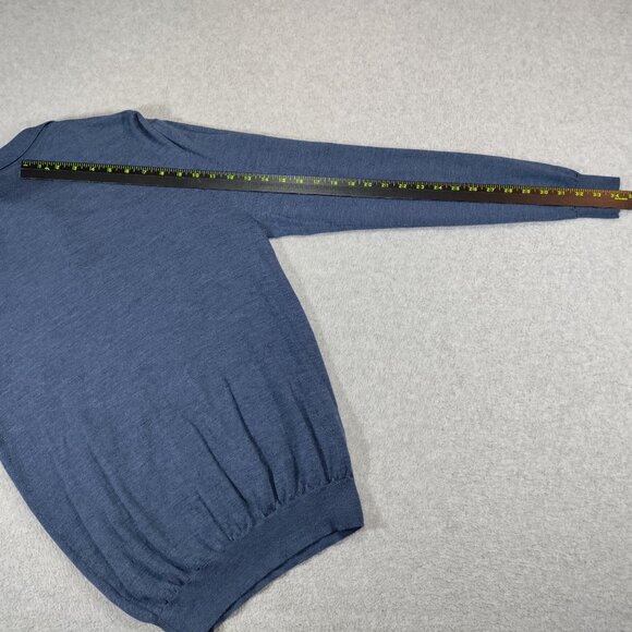 John Henric Merino Wool Sweater Mens *Medium Blue Collard Long Sleeve Polo - Picture 7 of 7